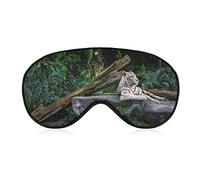 White Tiger Rest in Sleeping Eye Mask Eye Shade with Adjustable Strap Blindfold for Airplane Travel