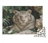 White Tiger Resting in The Green Jungle,Rätsel Für Erwachsene 1000pcs (75x50cm),Herausforderungsspiele