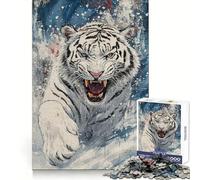 White Tiger Roar 1000 Pieces Puzzles for Adults Cognitive Boost Mindful Escape Tight Lock (38x52cm)