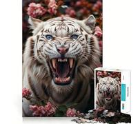 White Tiger Roaring 1000 Piece Jigsaws Creative Skill Toy Tight Lock No Loose Pieces Bonding Activity for Loved Ones (38x52cm)