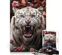 White Tiger Roaring Jigsaw Puzzles 1000 Pieces Think Training Quiet Recreation Defined Edges Heartfelt Gift (38x26cm)