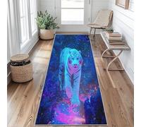 White Tiger Runner Rugs for Hallway 60x120, Jungle Wildlife Hallway Runner Neon Wild Animal Pattern Carpet Runners for Kitchen Bedroom Living Room, Non Slip Long Rug Tyn47
