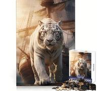 White Tiger Sailing Boat 1000 Piece Teenager Puzzles Analytical Skill Easy Relaxation Clean Cut Perfect Present (38x52cm)