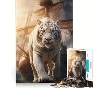 White Tiger Sailing Boat Jigsaw for Teenagers 1000 Pieces Memory Fun Game Smooth Burr Free Surface Birthday Gift Brain Teaser Toy (38x52cm)