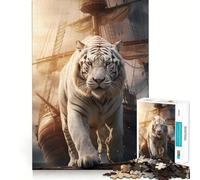 White Tiger Sailing Boat Jigsaw for Teenagers 1000 Pieces Memory Fun Game Smooth Burr Free Surface Birthday Gift Brain Teaser Toy (50x75cm)