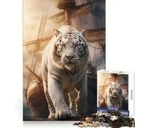 White Tiger Sailing Boat Jigsaw Puzzles 1000 Pieces for Adults Mind Power Mind Soothing Fun Uniform Edges Thoughtful Gift (50x75cm)