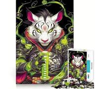 White Tiger Samurai 1000 Piece Jigsaw Puzzles for Teenagers Recall Fun Play Tight Interlock No Gaps Family Fun Night Activity (50x75cm)