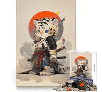 White Tiger Samurai 1000 Pieces Puzzles for Teenagers Logical Think Happy Idle Time Neat Cut (38x52cm)