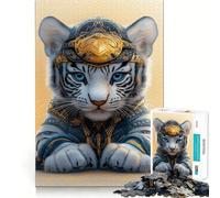 White Tiger Samurai Adults Puzzles 1000 Piece Jigsaws Recall Skill Fun High Precision Die Cut Easy to Learn Family Enjoyment (38x26cm)