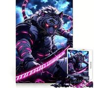 White Tiger Samurai Animal Jigsaw Puzzles for Adults 1000 Piece Mental Workout Quiet Enjoyment Xmas Gift (50x75cm)