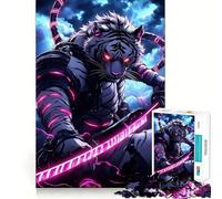 White Tiger Samurai Animal Jigsaw Puzzles1000 Pieces Recall Skill Fun Professional Grade Cutting Thoughtful Gift for Mind Activity (50x75cm)