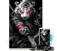 White Tiger Samurai Jigsaw for Adults1000 Pieces Brain Focus Game Precision Cut Smooth Edges Amusing Challenge for Waiting Time (38x26cm)