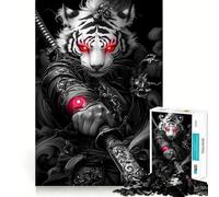 White Tiger Samurai Jigsaw for Teenagers 1000 Pieces Memory Fun Game Smooth Burr Free Surface Birthday Gift Brain Teaser Toy (50x75cm)