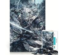 White Tiger Samurai Jigsaw Puzzle 1000 Mental Recall Game High Accuracy Cutting Craft Interactive Brain Challenge for Home (50x75cm)
