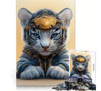 White Tiger Samurai Jigsaw Puzzle for Adults 1000 Pieces Creative Think Stress Relief Fun Exact Edges Thoughtful Xmas (38x52cm)