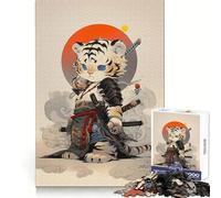 White Tiger Samurai Jigsaw Puzzles for Adults 1000 Piece Mental Exercise Mindful Leisure Snug Lock (50x75cm)