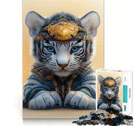 White Tiger Samurai Jigsaw Puzzles1000 Pieces Recall Skill Fun Professional Grade Cutting Thoughtful Gift for Mind Activity (50x75cm)