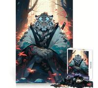 White Tiger Samurai Teenagers Puzzles 1000 Piece Jigsaws Focus Ability Casual Relaxation Interlock Well Memorable Gift (38x52cm)