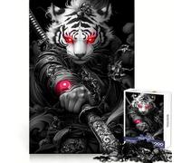 White Tiger Samurai Teenagers Puzzles 1000 Piece Jigsaws Focus Ability Casual Relaxation Interlock Well Memorable Gift (38x52cm)