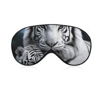 White Tiger Sleep Mask, Ultra Soft Eye Mask for Sleeping with Adjustable Strap, Comfortable Lightweight Blindfold Eyeshade, Total Blackout Eye Cover for Night Sleep Travel Office Nap