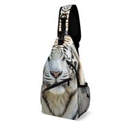 White Tiger Sling Bag Chest Bag Daypack Shoulder Backpack Travel Shoulder Pack Hiking Chest for Women Men