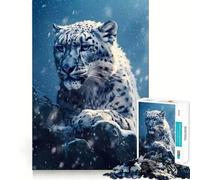 White Tiger Snow Nature Jigsaw Puzzle 1000 Pieces Mental Focus Game Precision Cut Smooth Edges Absorbing Activity for Quiet Nights (50x75cm)