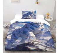 White Tiger Snowy Bedding Set Theme Bedspread Animal Themes Wildlife Duvet Cover Set Microfiber Comforter Cover for Boys&Girls with Pillowcase Single（135x200cm）