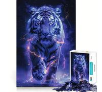 White Tiger Space Animal 1000 Piece Teenager Puzzles Mental Focus Game Precision Cut Smooth Edges Christmas Stocking Stuffer Game (38x52cm)