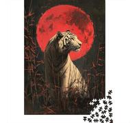 White Tiger Under Blood Moon_2 Puzzle Game 1000 Pieces, Tiger Themed Animal Jigsaw, Gift for Adults And Families, 52x38cm/1000pcs