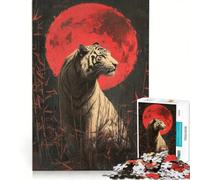 White Tiger Under Blood Moon Puzzle
