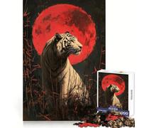 White Tiger Under Blood Moon Puzzles for Teenagers 1000 Piece Logic Practice Calm Downtime Clean Edges Ideal Present (50x75cm)
