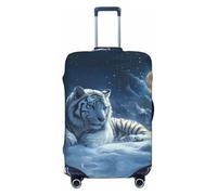 White Tiger Under Full Moon A Travel Luggage Covers - Elasticity Suitcase Covers Protector for Luggage 18-32 Inch