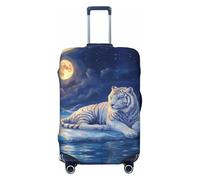 White Tiger Under Full Moon Travel Luggage Covers - Elasticity Suitcase Covers Protector for Luggage 18-32 Inch