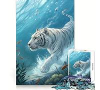 White Tiger Underwater Puzzles for Teenagers 1000 Piece Logic Practice Calm Downtime Clean Edges Ideal Present (50x75cm)