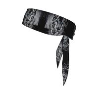 White Tiger Unisex Sports Head Tie - Double-Sided, Moisture-Wicking Workout Headband, Adjustable Knotted Band for Running, Yoga & Gym