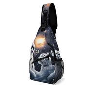 White Tiger Universe Galaxy Art Women Men Crossbody Backpack Lightweight Daypack With Zipper Sling Bag For Camping Walking Outdoor