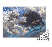 White Tiger Vs Black Panther Battle 1000-Piece Jigsaw Puzzle for Adults, 38x26cm/1000pcs, Relaxing Indoor Activity, Weekend Downtime And Time at Home