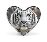 White Tiger Wildlife Lapel Pin Metal Brooch Badge Round Button Enamel Style Pinback for Hats Bags Clothing Gift