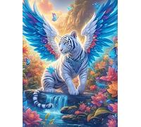 White Tiger with Angel Wings 300 Piece Pack DIY Jigsaw Puzzle Wildlife Plant Collectors Cognitive Development Educational Decorative Puzzle Gifts for Adults Rigid Cardboard 300 PCS