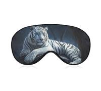 White Tiger with Blue Eyes Comfortable Sleep Eye Mask Soft Covers for Sleeping with Adjustable Strap