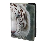 White Tiger02 Print 5.5 Inch Passport For Men And Women Lightweight Stylish Travel Document Wallet, Black, One Size