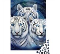 White Tigers 1000 Pieces Sturdy Paper Board Fantasy Art Style Jigsaw Puzzles for Teens Digital Detox Home Decor Recycled Cardboard Zero-gap Fit 52x38cm/1000pcs