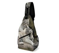 White Tigers Sling Bag for Women Men Sports Chest Bag Travel Fanny Pack Crossbody Backpack, White tigers, 38x20cm