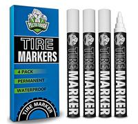 White tire Paint Marker for Car Tire Lettering - 4 Pack - Permanent Tire Paint Pens with Weatherproof Ink Designed to Last on Car Tires and Many Other Materials