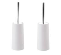White Toilet Brush & Holder,Stainless Steel Handle,Soft and Flexible Bristles,Removable,Plastic Toilet Brush Set,Deep Clean (White,2 Pcs)