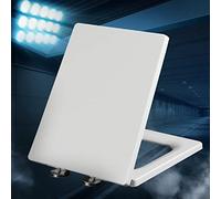 White Toilet Seat Soft Close Square Shape Heavy Duty Toilet Seats, Top Fixing White Toilet Lid with Cover, Adjustable Slow Close Hinges,white-41~48 * 36.5cm