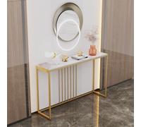 (White Top Golden Legs 100cm) Slim Narrow Hallway Marble Console Bar Table