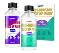 White Touch Up Paint Kit - 2x100g Gloss and Matte Touch Up Paint Pen, Multi-Surface White Wall Paint for Scratches, Chips, Cracks on Door, Cabinets, Furniture, Wood, Ceramic, Fast Drying＆Water-based