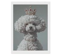 White Toy Poodle 5D Round Drill Diamond Painting Kit Canvas Version, DIY Diamond Art Craft For Adults Beginners, Shiny Resin Diamond Art Canvas Set, DIY Full Drill, Waterproof Wall Decor Gift 12"x16"
