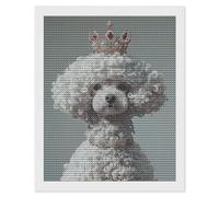 White Toy Poodle 5D Round Drill Diamond Painting Kit Canvas Version, DIY Diamond Art Craft For Adults Beginners, Shiny Resin Diamond Art Canvas Set, DIY Full Drill, Waterproof Wall Decor Gift 16"x20"